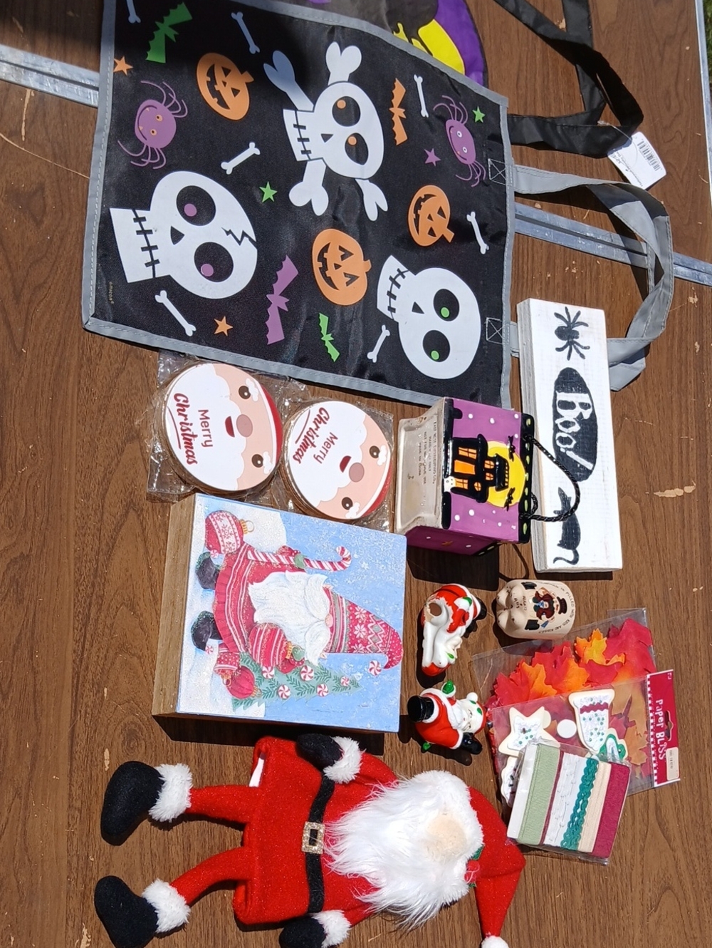 Halloween Trick-or-Treat Tote Bags, Candy Dish, Santa Coasters, Knick-Knacks